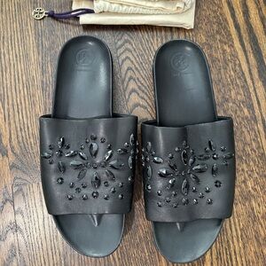Tory Burch Black Embellished Sandals